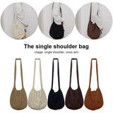 Vintage Knitted Shoulder Bag Women Winter Large Capacity Purse Handbag