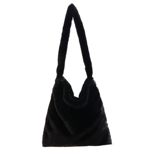 Vintage Plush Shoulder Bag Women Winter Handbag for Shopping Travel