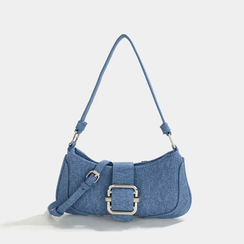 Vintage Canvas and Leather Shoulder Bag for Women