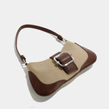 Vintage Canvas and Leather Shoulder Bag for Women