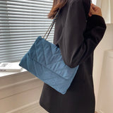 Vintage Denim Diamond Shoulder Bag for Women Large Capacity Tote