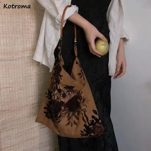 Vintage Shoulder Bags Women Harajuku Ins Large Capacity Ladies Retro Handbags