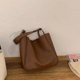 Vintage Leather Shoulder Bag Large Capacity Tote for Women