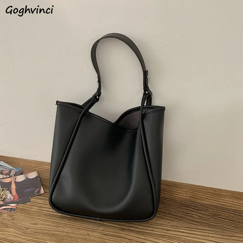 Vintage Leather Shoulder Bag Large Capacity Tote for Women