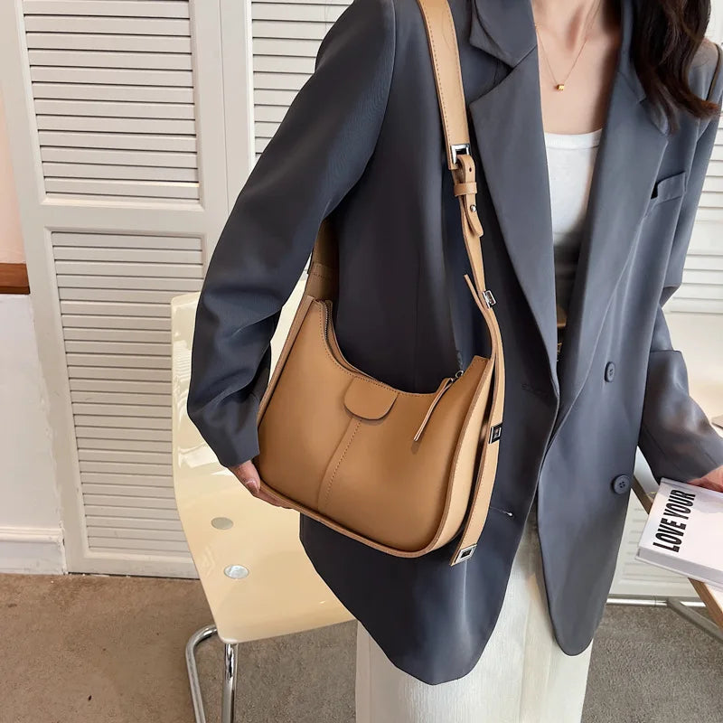 Vintage Shoulder Crossbody Bags PU Leather Women's Handbag Clutch Brown Purses