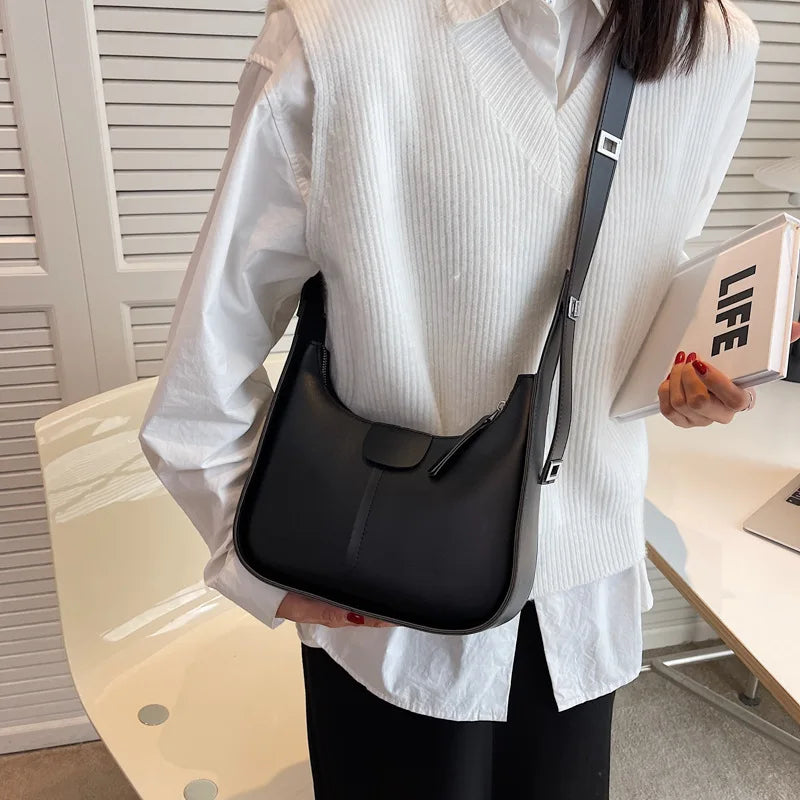 Vintage Shoulder Crossbody Bags PU Leather Women's Handbag Clutch Brown Purses