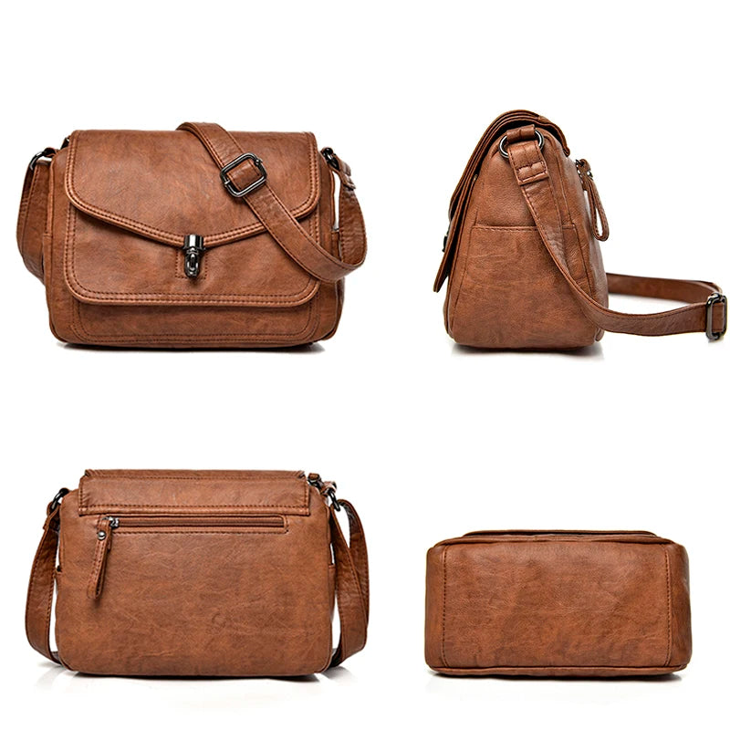 Vintage Shoulder Messenger Bags for Women Soft Leather Crossbody Bags