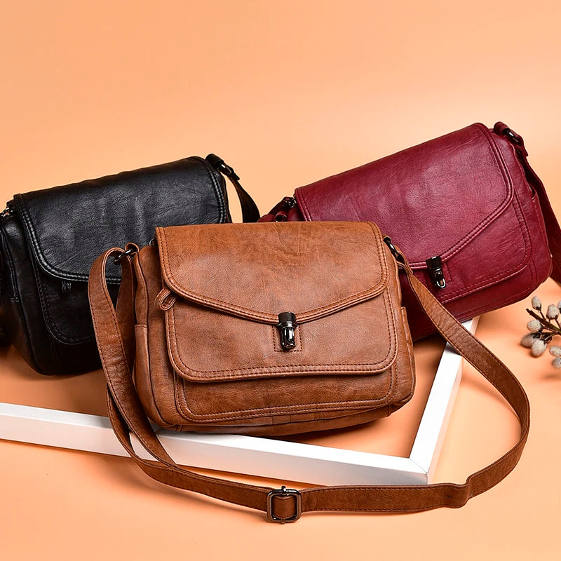 Vintage Shoulder Messenger Bags for Women Soft Leather Crossbody Bags