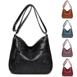 Vintage Washed PU Leather Crossbody Bag Large Capacity Lady Handbag