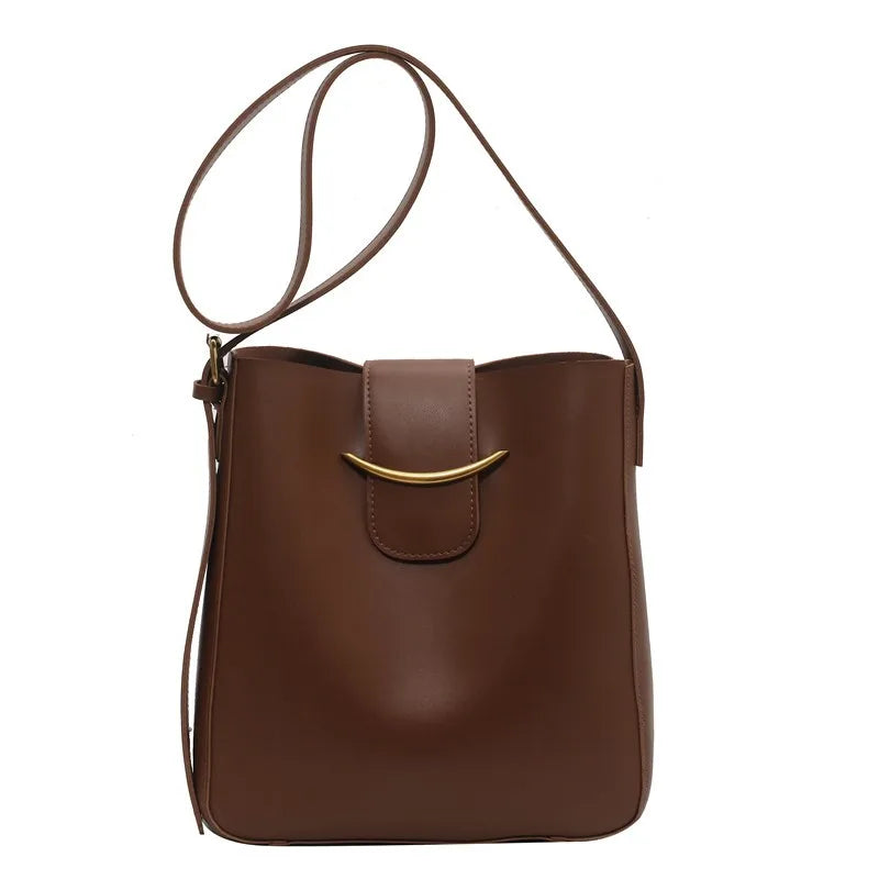Vintage PU Leather Bucket Bag Shoulder Bags for Women Crossbody Handbag 2 Pcs