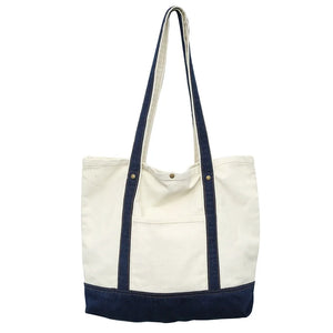 Vintage Canvas Large Capacity Handbag for Women Girl Patchwork Shoulder Bag