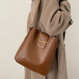 Vintage PU Leather Bucket Crossbody Bags for Women Lady Shoulder