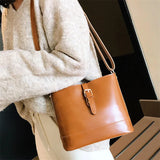 Vintage PU Leather Bucket Crossbody Bags for Women