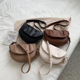 Vintage PU Leather Underarm Crossbody Shoulder Bags for Women Small Saddle Bags