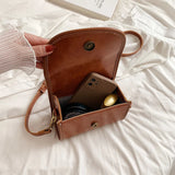 Vintage Small Crossbody Bag Girls PU Leather Shoulder Bag