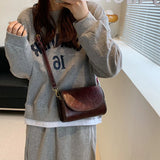 Vintage Small Crossbody Bag Girls PU Leather Shoulder Bag