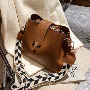 Vintage Small PU Leather Bucket Crossbody Bags For Women LEFTSIDE