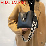 Vintage PU Leather Bucket Crossbody Bags For Women LEFTSIDE Lady Shoulder Handba