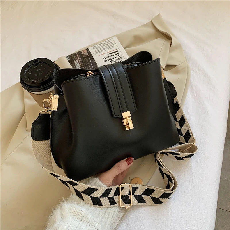 Vintage Small PU Leather Bucket Crossbody Bags For Women LEFTSIDE
