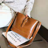 Vintage Small PU Leather Bucket Crossbody Women Lady Shoulder Handbags
