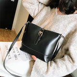 Small PU Leather Bucket Crossbody Shoulder Handbag