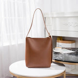 Vintage Women Bucket Bag Handbag Large Capacity Shoulder Totes Solid Underarm