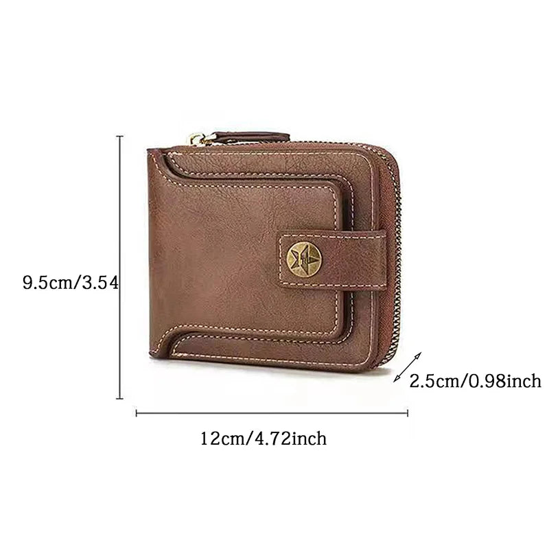 Vintage Simplicity Men's Wallet PU Leather Short Men Hasp Zipper Clutch