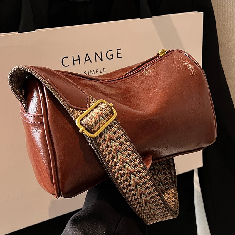 Vintage Single Shoulder Crossbody Bag Soft PU Handbag