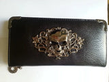 Vintage Skull Leather Wallet Purse Women Lady Girl Long Hand Bag