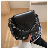 Vintage Small Bag Women Messenger Bag Wide Shoulder Strap Square Bag