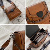 Vintage Small Bag Women Messenger Bag Wide Shoulder Strap Square Bag