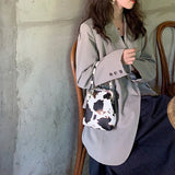 Vintage Crossbody Bag Cow Pattern Handbag Mini Shoulder
