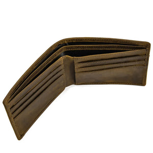 Vintage Men's Wallet 100% Cow Leather Short Purse Clutch Solid Brown