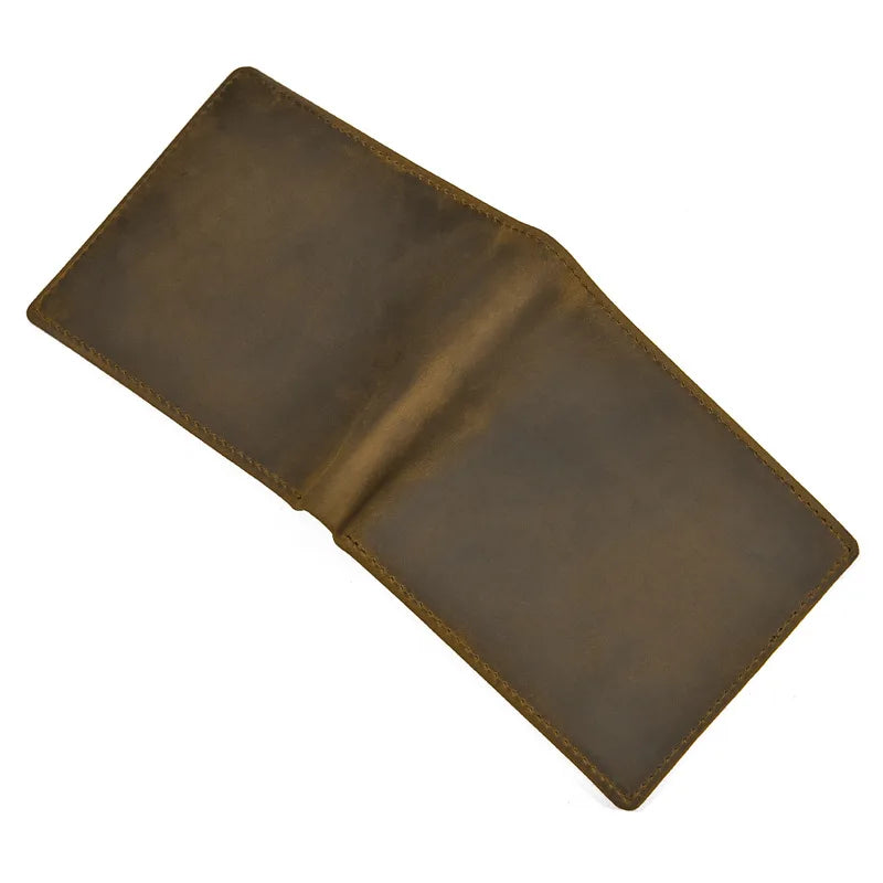Vintage Men's Wallet 100% Cow Leather Short Purse Solid Money Bag