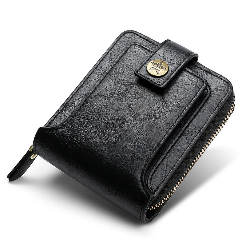 Vintage Men's Short Leather Wallet Clutch