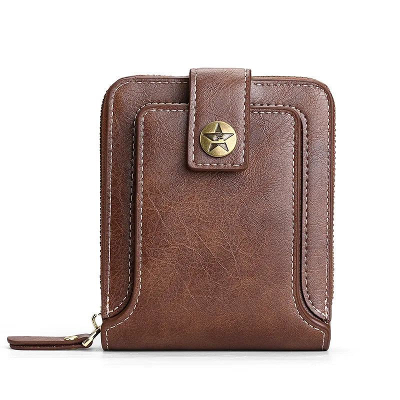 Vintage Men's Leather Wallet Clutch Hasp Zipper Purse