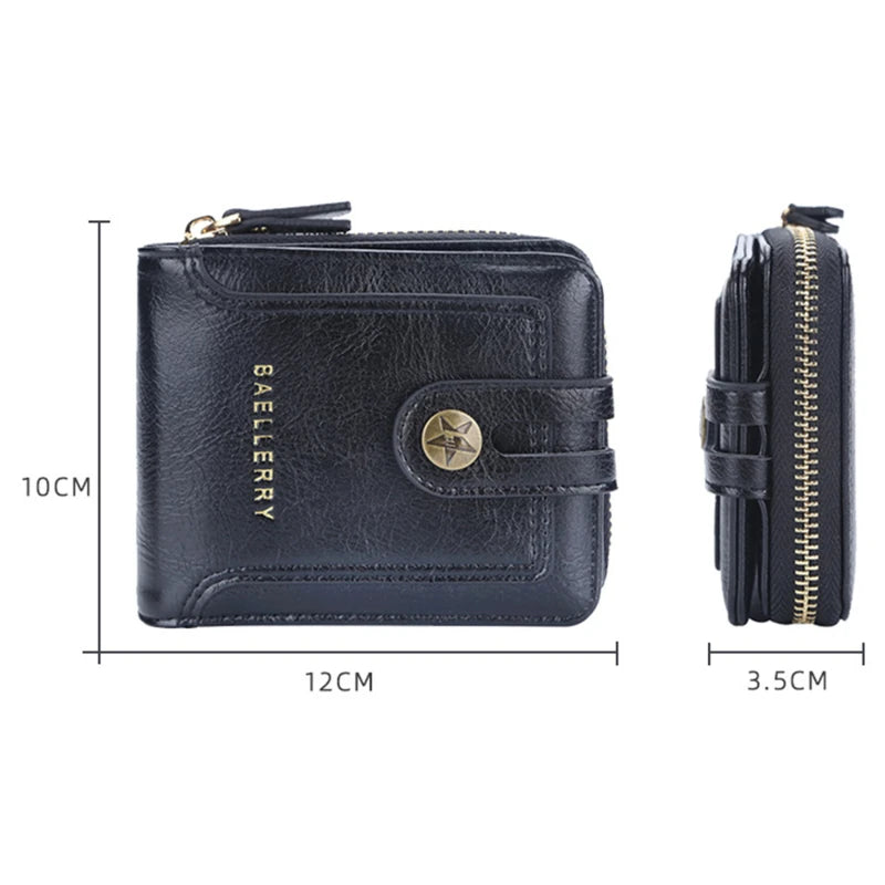 Vintage Men's Short Wallet Clutch Zipper Purse