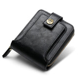 Vintage Men's Leather Wallet Short Purse Hasp Zip Clutch