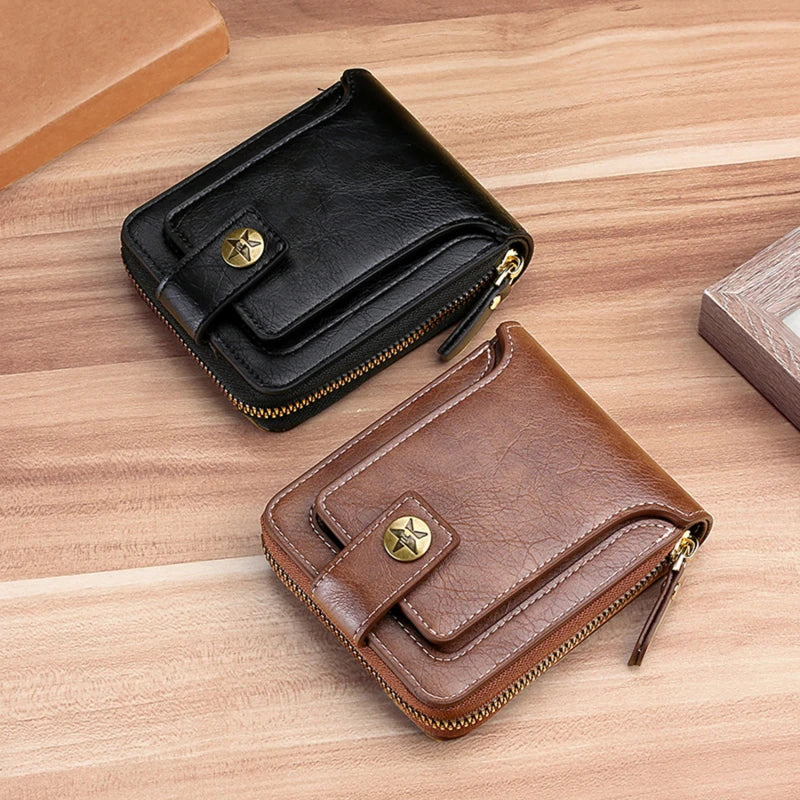 Vintage Small Men's Wallet Short Purse Clutch Porte Feuille Hommes
