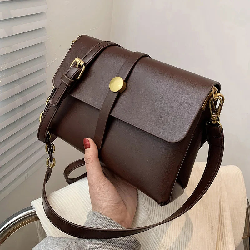 Vintage Small Leather Crossbody Bags Women's Chain Handbag