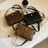 Vintage Small Leather Crossbody Bags Women's Chain Handbag