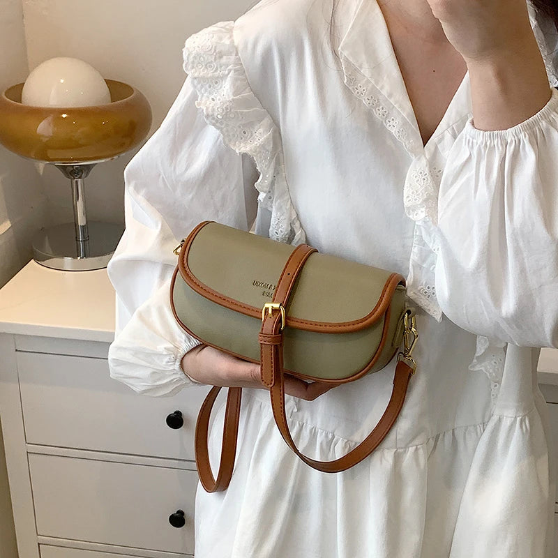 Vintage PU Leather Handbag Women Shoulder Bag