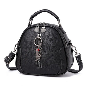 Vintage Small Pendant High Leather Shoulder Bag Women Crossbody Round Bag