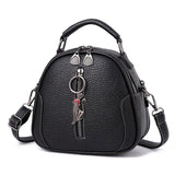 Vintage Small Pendant High Leather Shoulder Bag Women Crossbody Round Bag