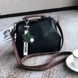 Vintage Small Leather Crossbody Bag for Women with Pendant