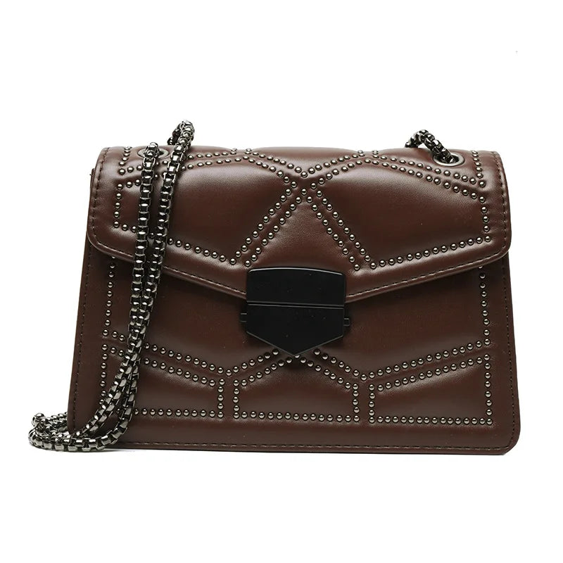 Vintage Small Rivet Flap Chain Shoulder Messenger Crossbody Bags Women Handbags