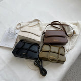 Vintage Small Square Bag Solid Crossbody Bags For Women
