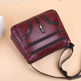 Vintage Small Square Bag Women PU Leather Shoulder Bag Multifunction Crossbody B