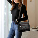 Vintage Small Square Bag Women PU Leather Shoulder Bag Multifunction Crossbody B