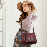 Vintage Small Square Bag Women PU Leather Shoulder Bag Multifunction Crossbody B